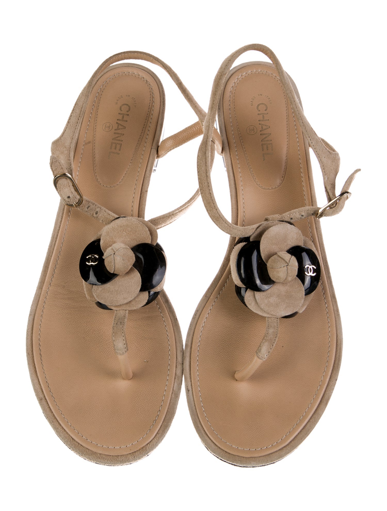 Chanel 2016 Interlocking CC Logo T-Strap Sandals